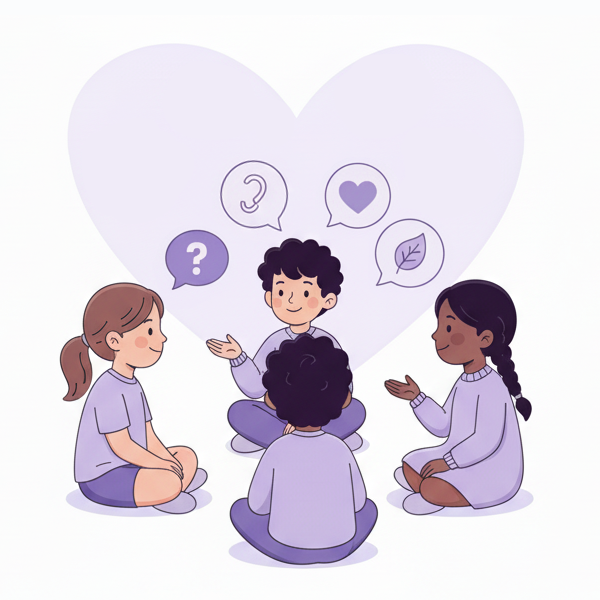 Crianças aprendendo CNV - Comunicação Não Violenta para educação empática e inteligência emocional